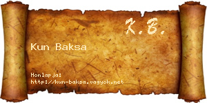 Kun Baksa névjegykártya